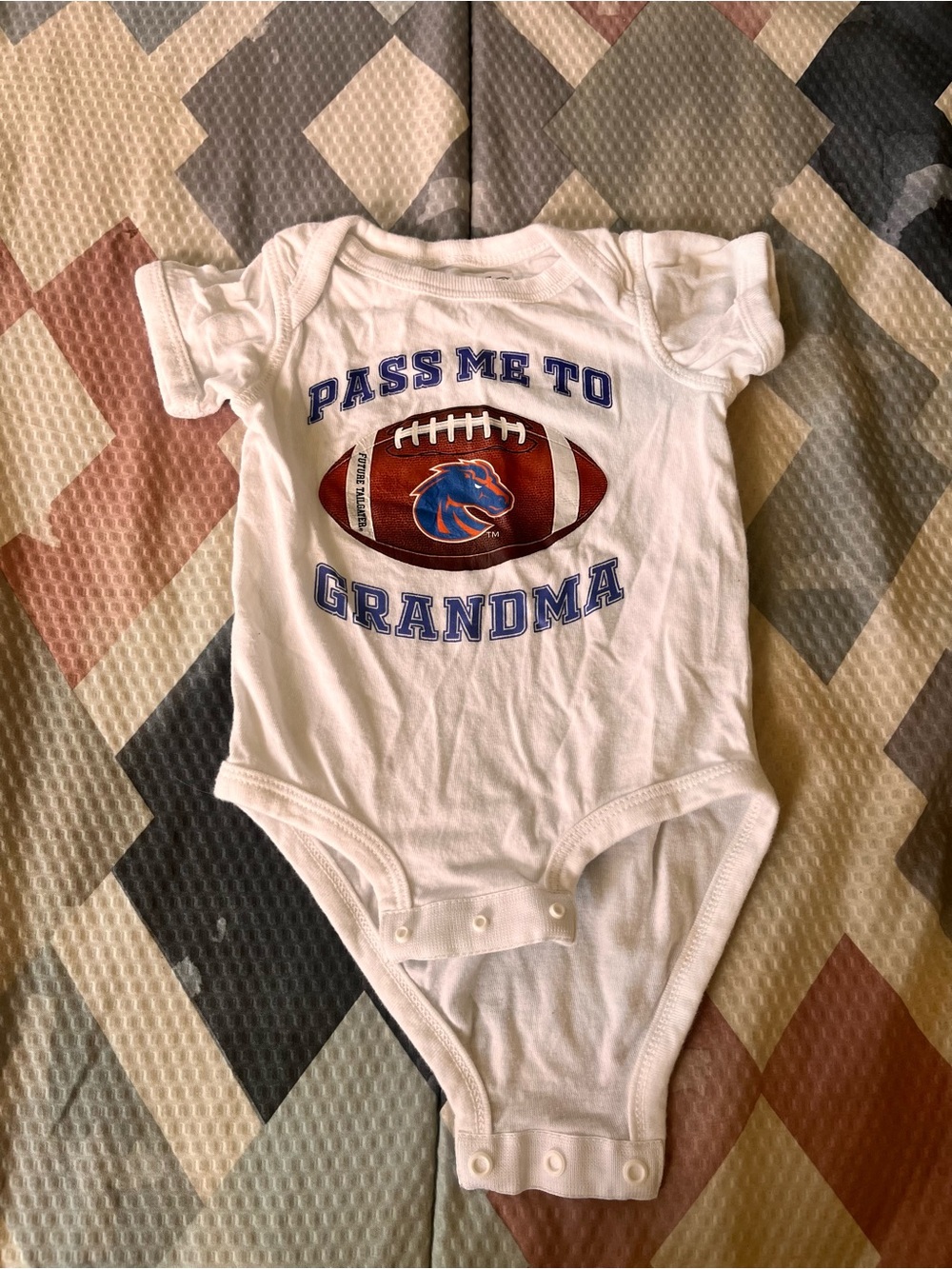 White 'Pass Me to Grandma' Football Baby One-Piece Bodysuit